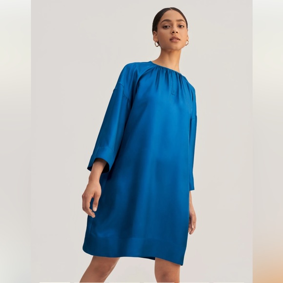 Lilysilk Silk Twill Oversized Dress S, blue - Picture 1 of 5